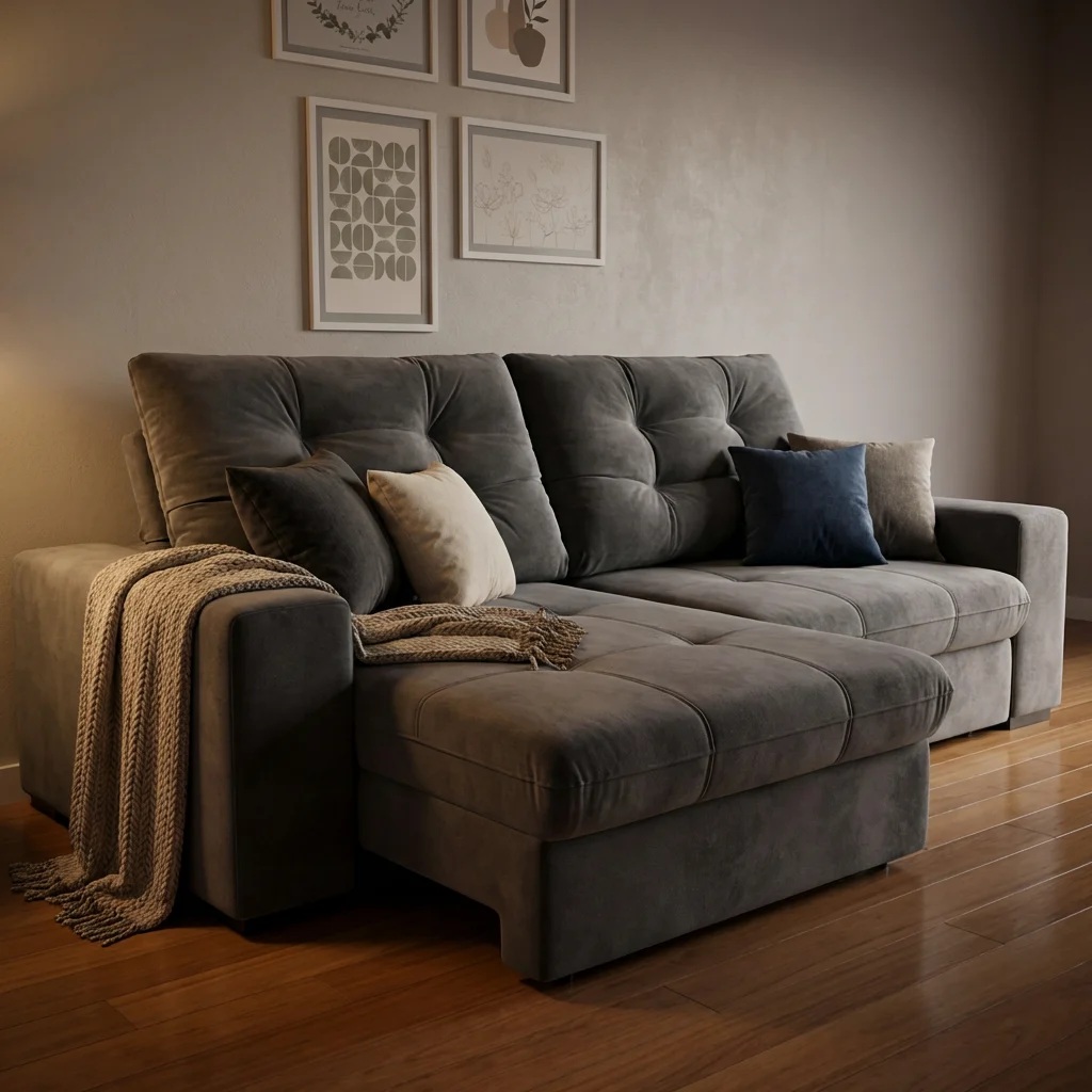 Sofá 3 Lugares Retrátil e Reclinável Biarritz Suede Grafite