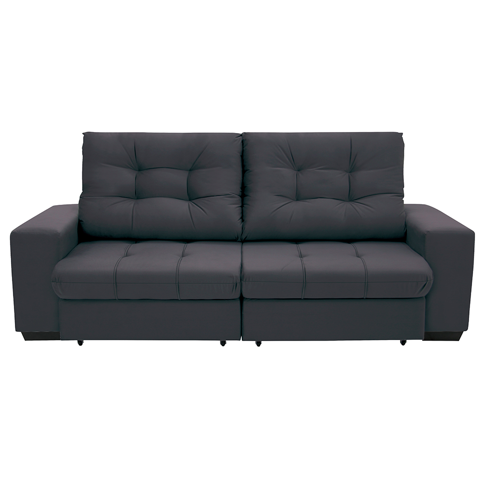 Sofá 3 Lugares Retrátil e Reclinável Biarritz Suede Grafite