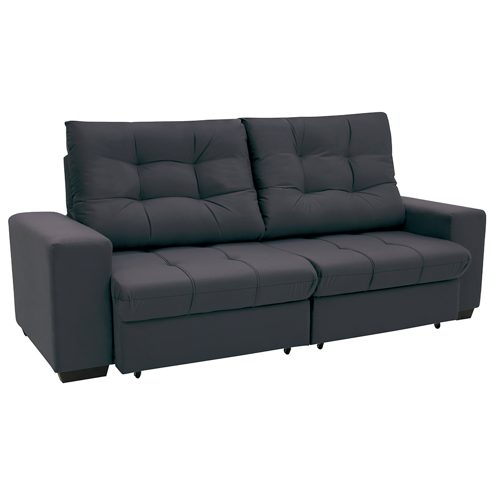 Sofá 3 Lugares Retrátil e Reclinável Biarritz Suede Grafite