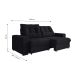 Sofá 3 Lugares Retrátil e Reclinável Biarritz Suede Preto