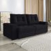 Sofá 3 Lugares Retrátil e Reclinável Biarritz Suede Preto