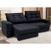 Sofá 3 Lugares Retrátil e Reclinável Biarritz Suede Preto