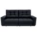 Sofá 3 Lugares Retrátil e Reclinável Biarritz Suede Preto