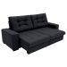 Sofá 3 Lugares Retrátil e Reclinável Biarritz Suede Preto
