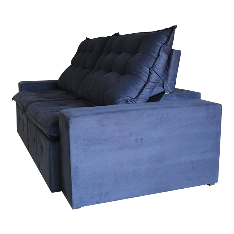 Sofá 3 Lugares Retrátil e Reclinável França Suede Azul