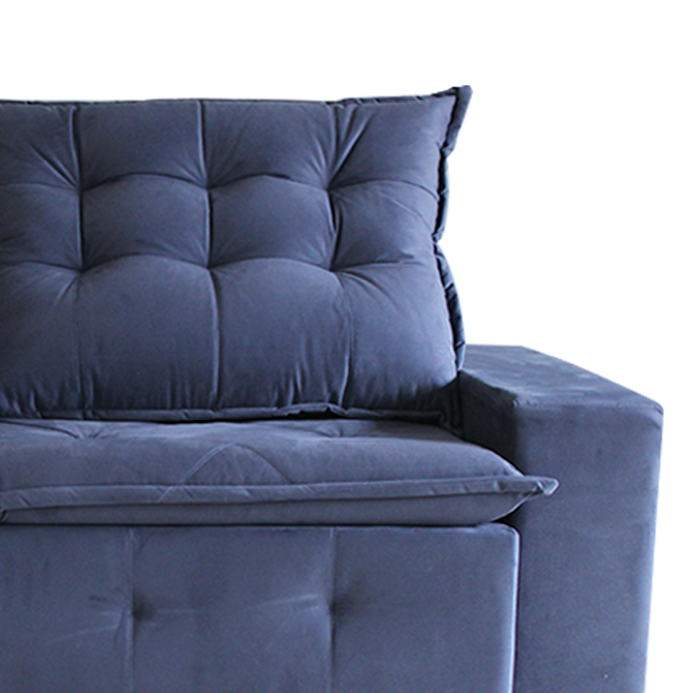 Sofá 3 Lugares Retrátil e Reclinável França Suede Azul