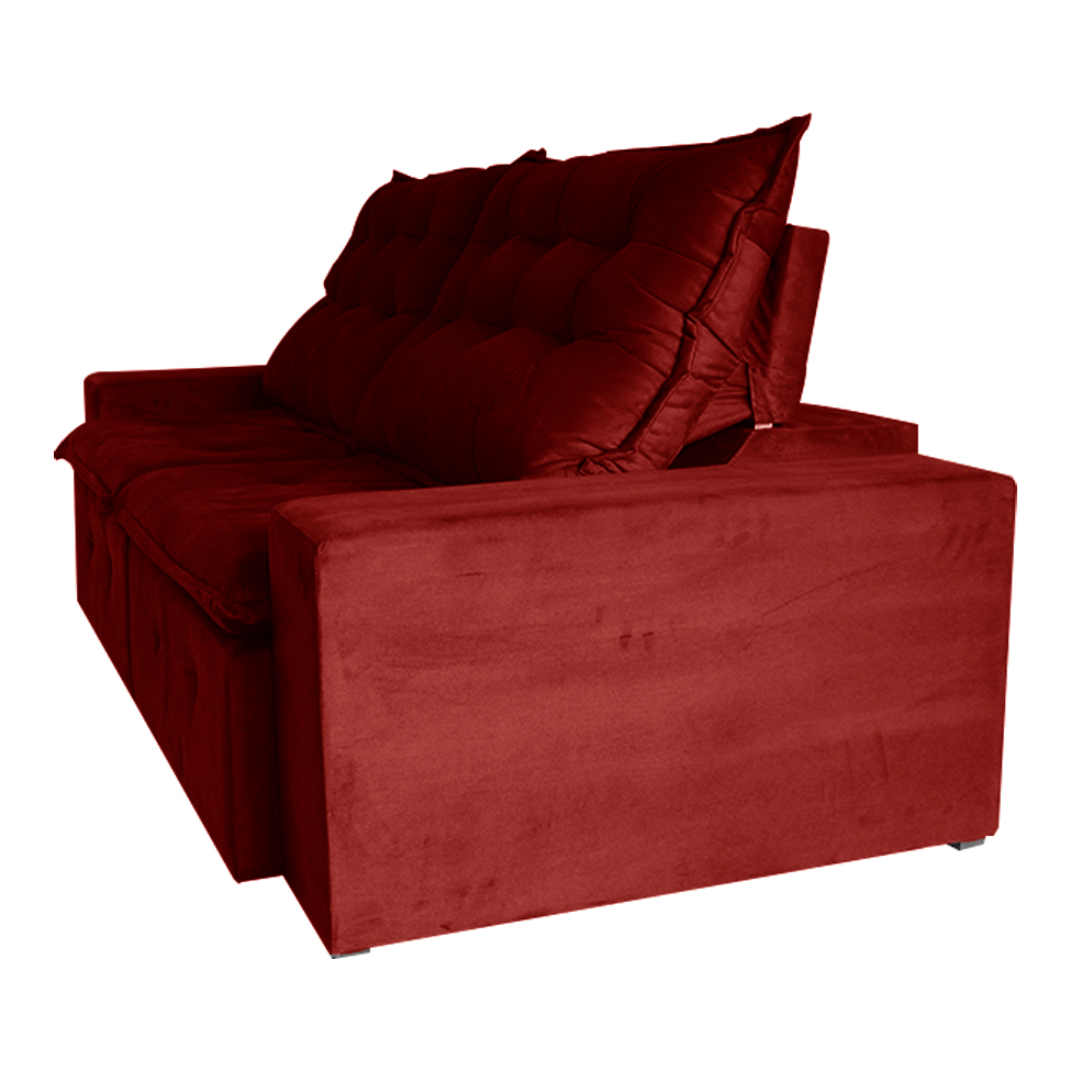 Sofá 3 Lugares Retrátil e Reclinável França Suede Bordô