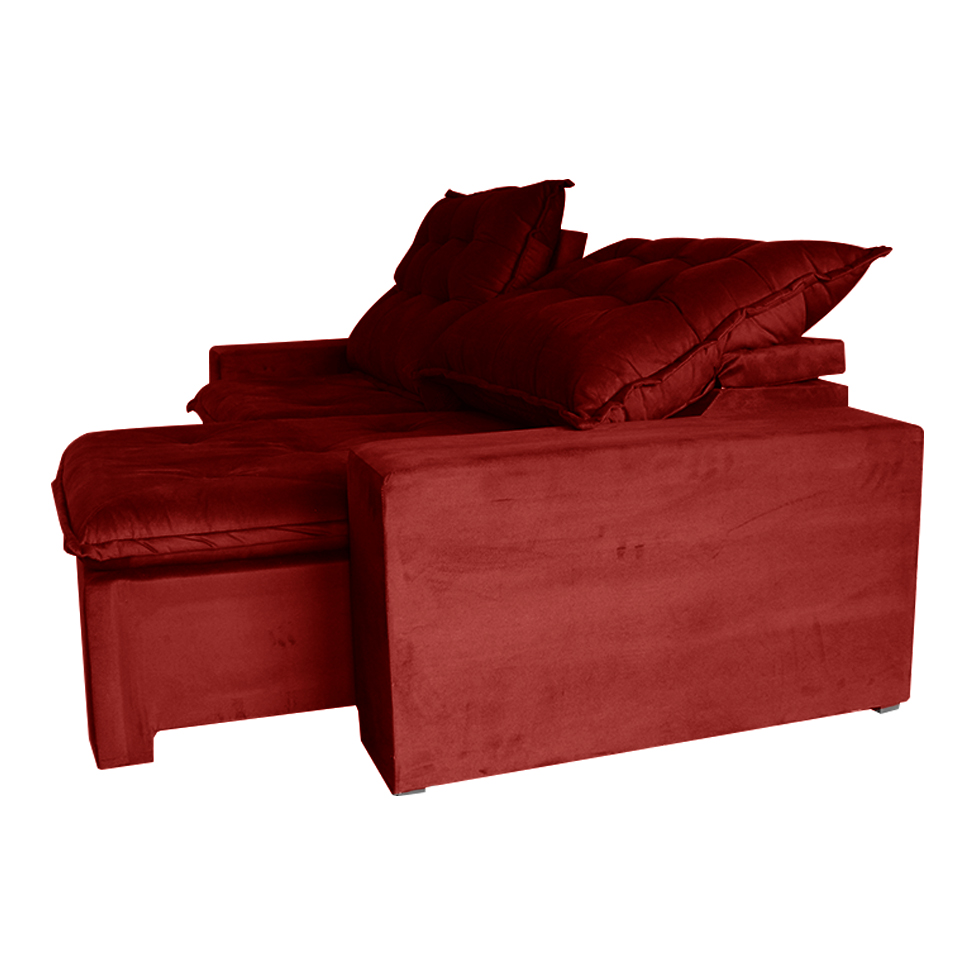 Sofá 3 Lugares Retrátil e Reclinável França Suede Bordô