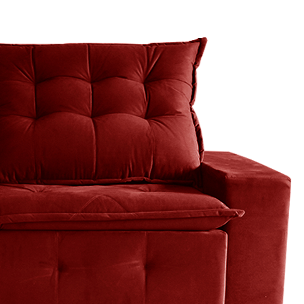 Sofá 3 Lugares Retrátil e Reclinável França Suede Bordô