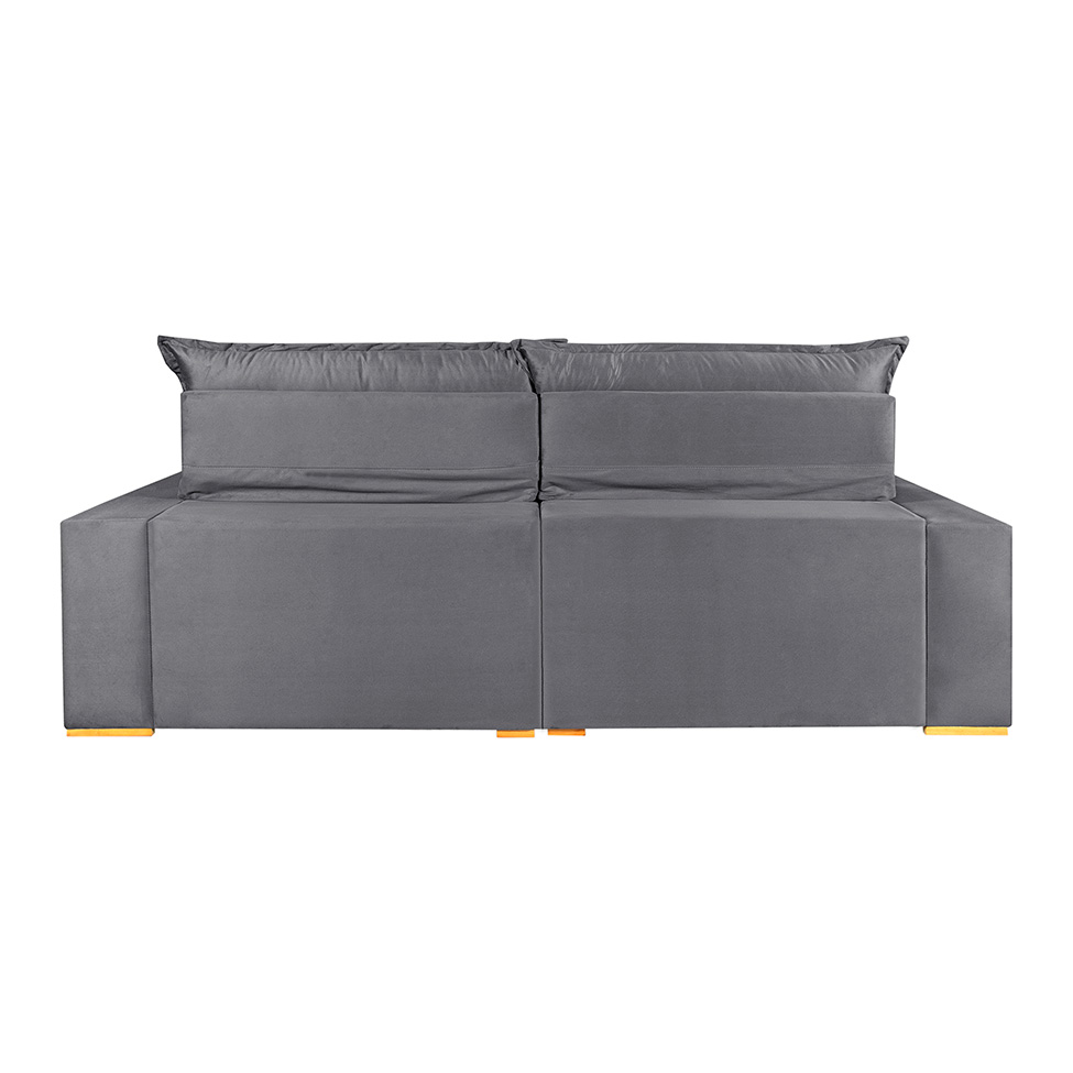 Sofá 3 Lugares Retrátil e Reclinável França Suede Cinza