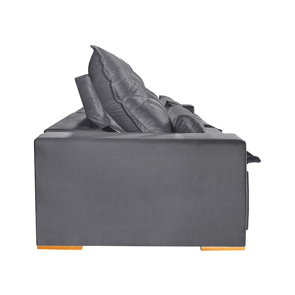 Sofá 3 Lugares Retrátil e Reclinável França Suede Cinza
