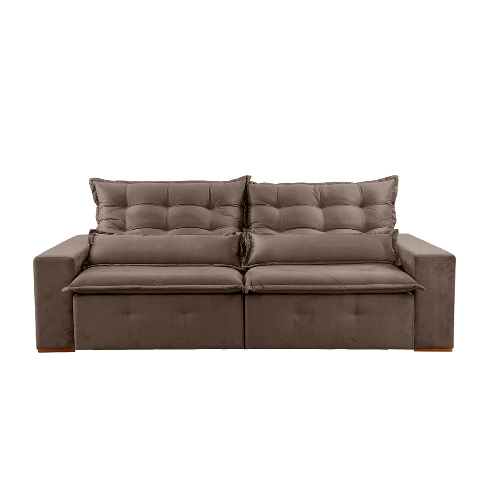 Sofá 3 Lugares Retrátil e Reclinável França Suede Marrom