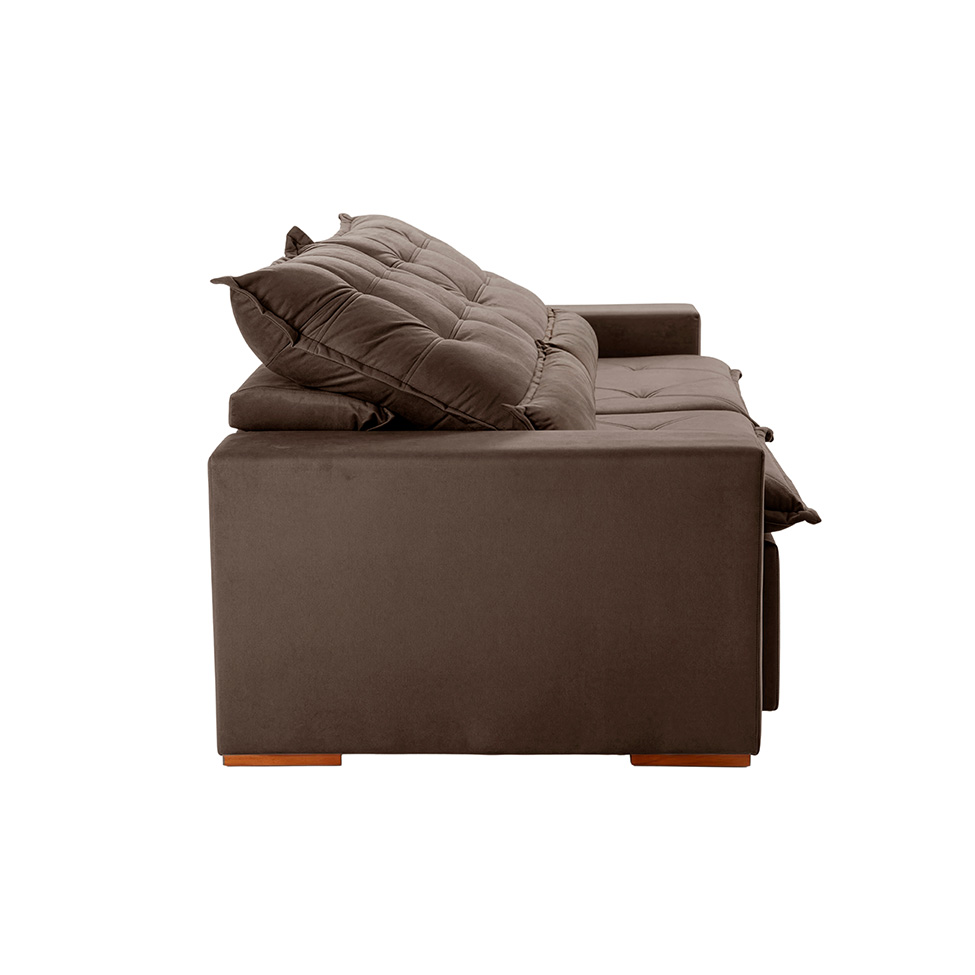 Sofá 3 Lugares Retrátil e Reclinável França Suede Marrom