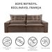Sofá 3 Lugares Retrátil e Reclinável França Suede Marrom