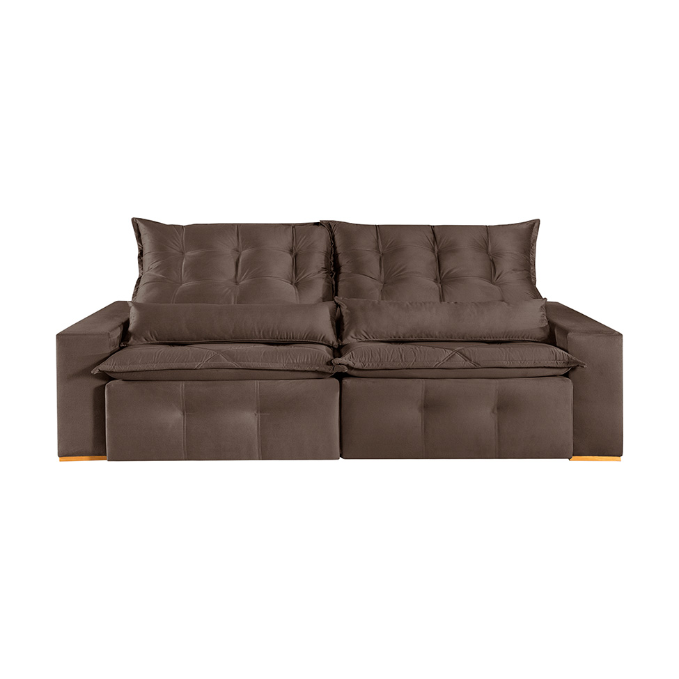 Sofá 3 Lugares Retrátil e Reclinável França Suede Marrom