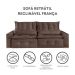 Sofá 3 Lugares Retrátil e Reclinável França Suede Marrom