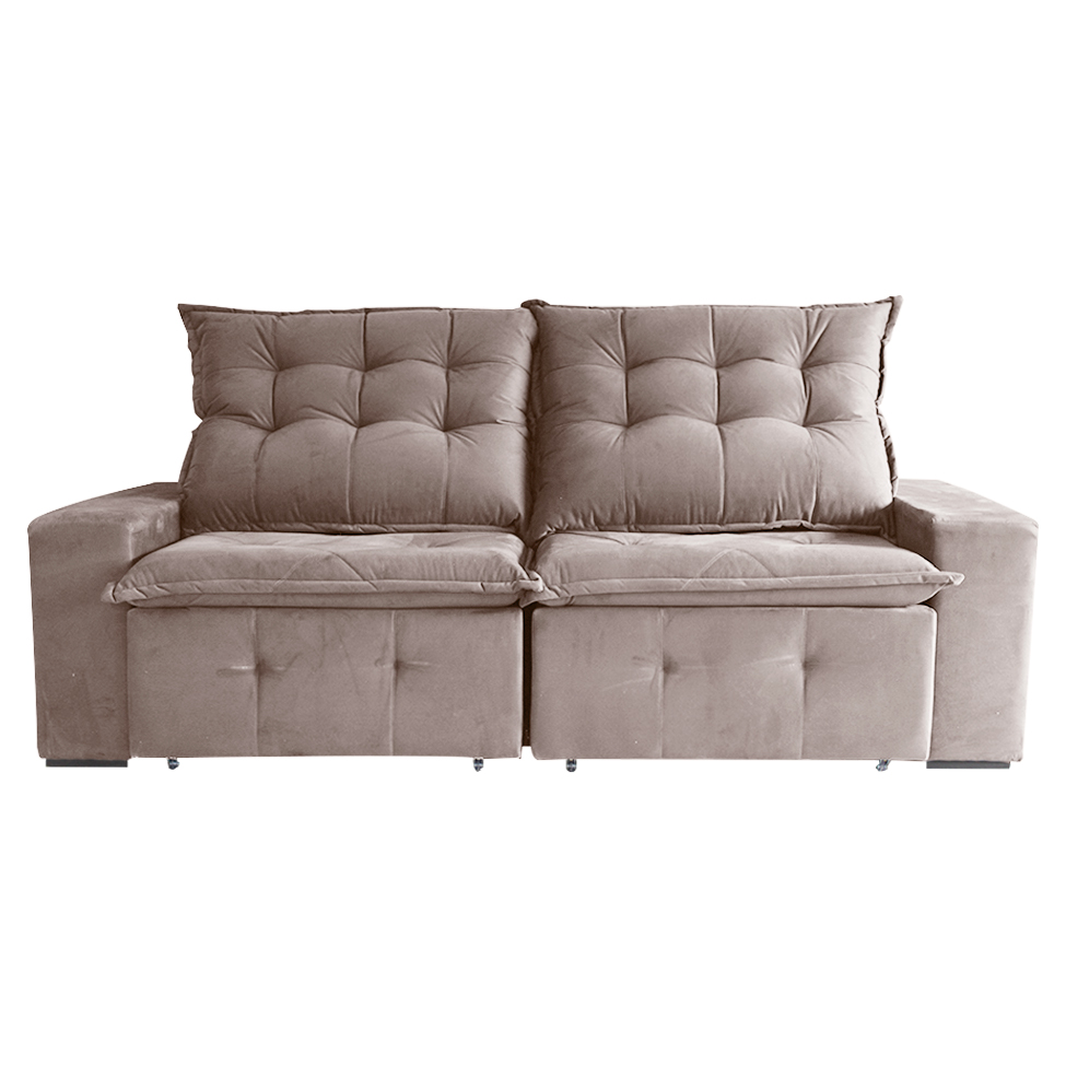 Sofá 3 Lugares Retrátil e Reclinável França Suede Marrom