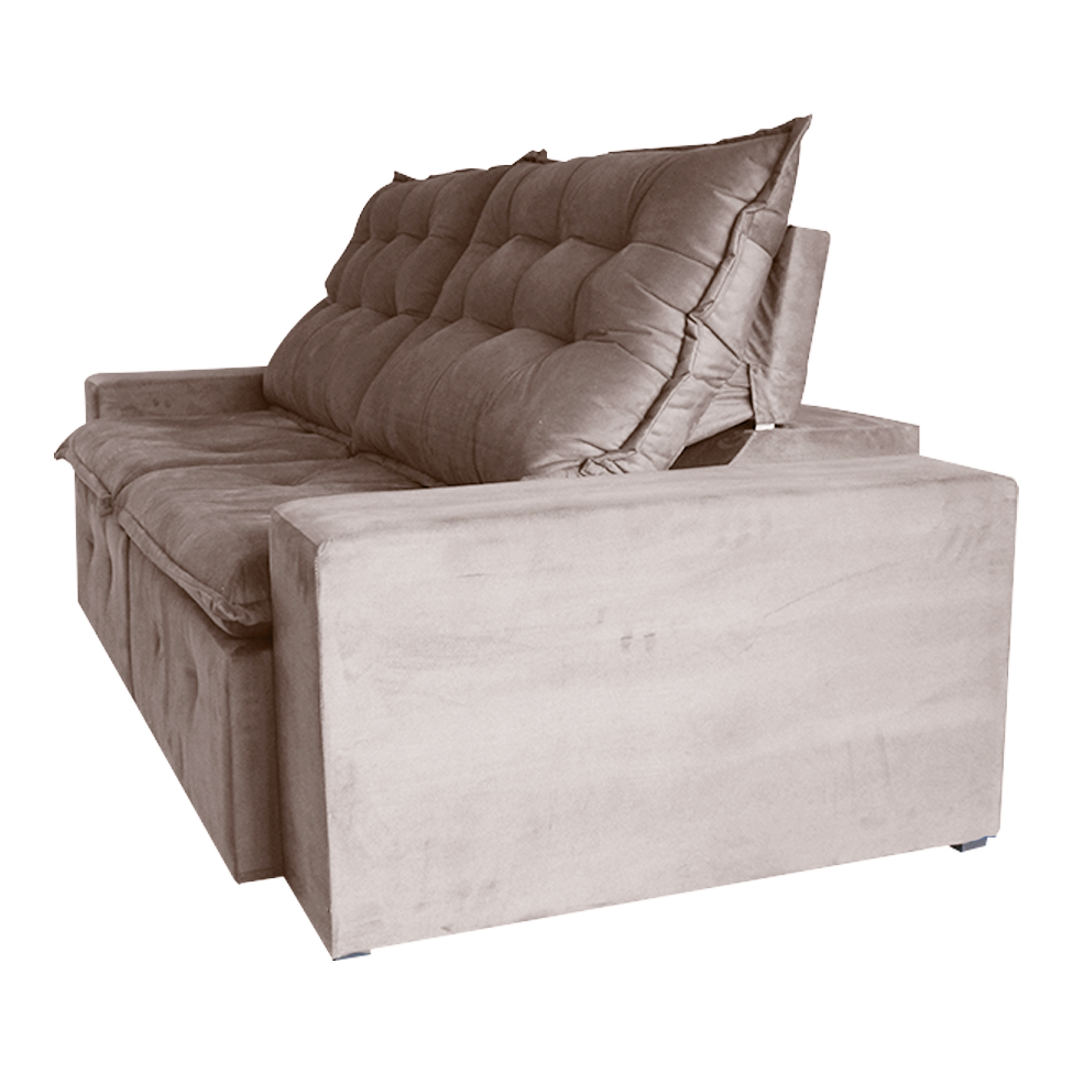 Sofá 3 Lugares Retrátil e Reclinável França Suede Marrom