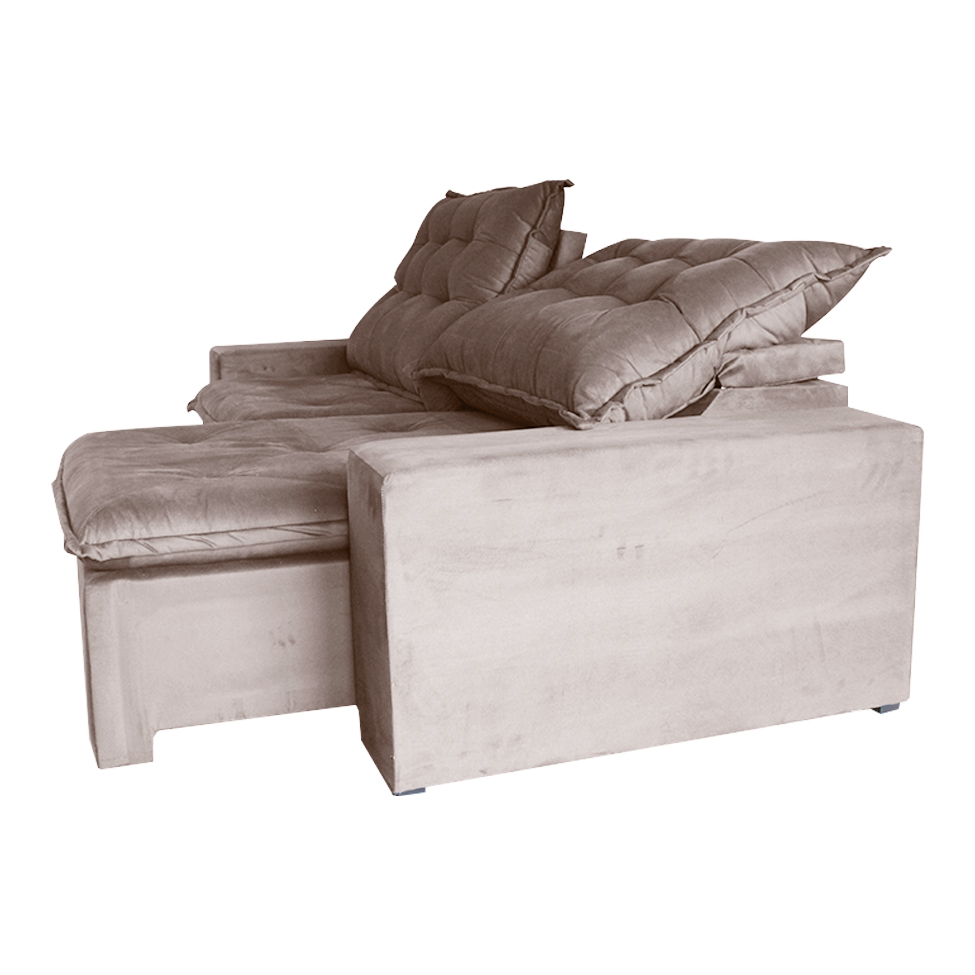 Sofá 3 Lugares Retrátil e Reclinável França Suede Marrom