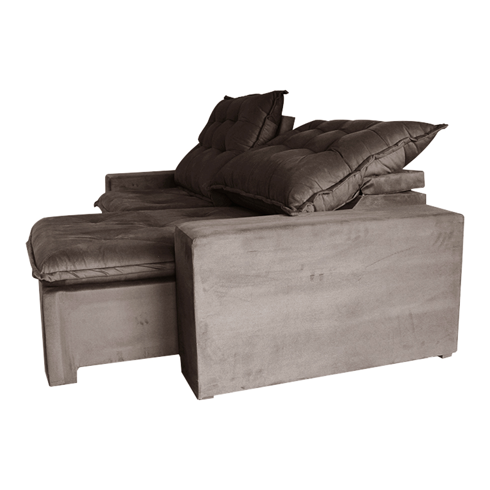 Sofá 3 Lugares Retrátil e Reclinável França Suede Marrom Escuro