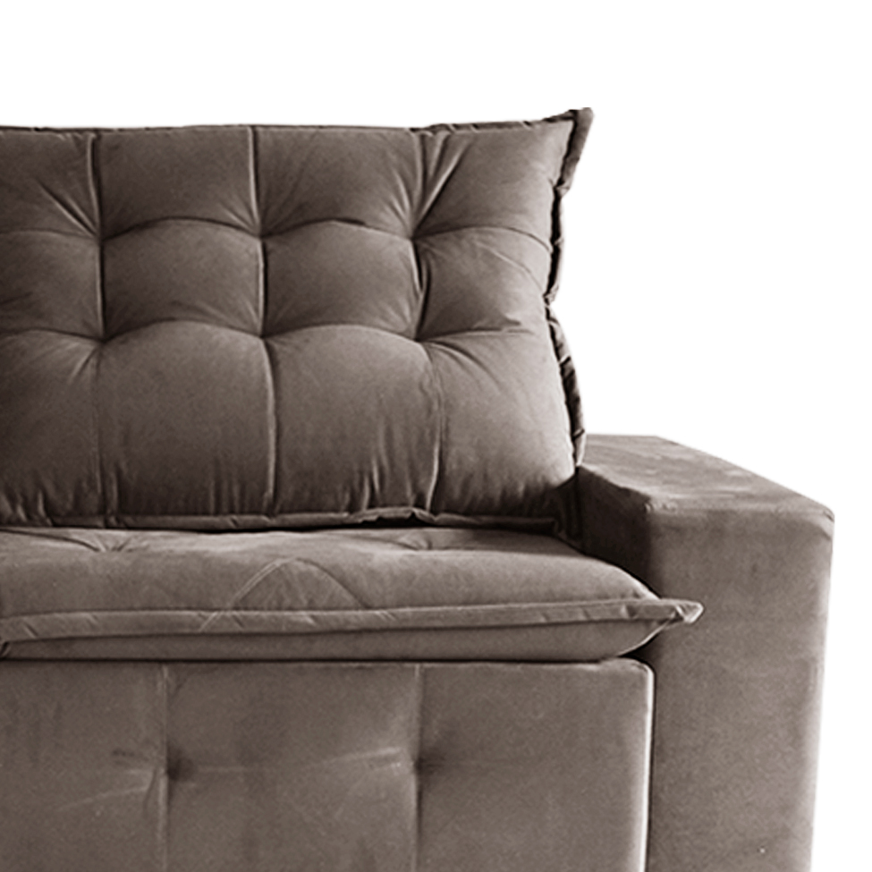 Sofá 3 Lugares Retrátil e Reclinável França Suede Marrom Escuro