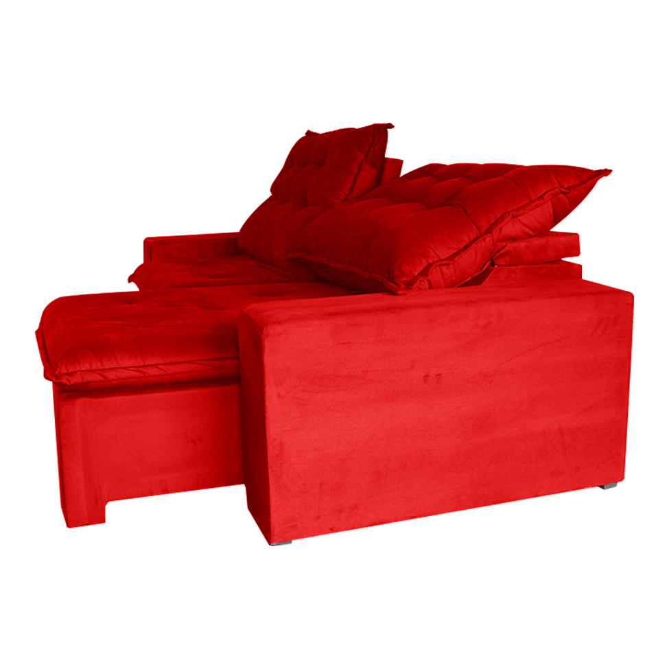 Sofá 3 Lugares Retrátil e Reclinável França Suede Vermelho