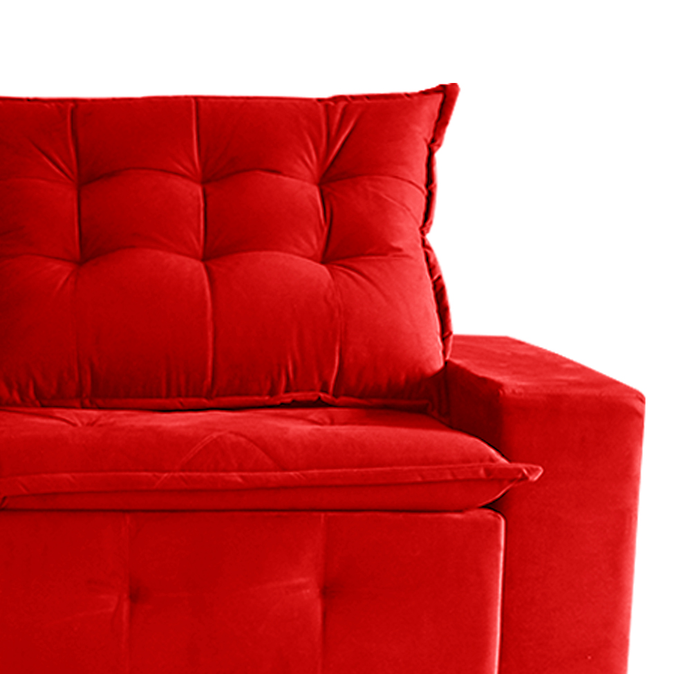 Sofá 3 Lugares Retrátil e Reclinável França Suede Vermelho