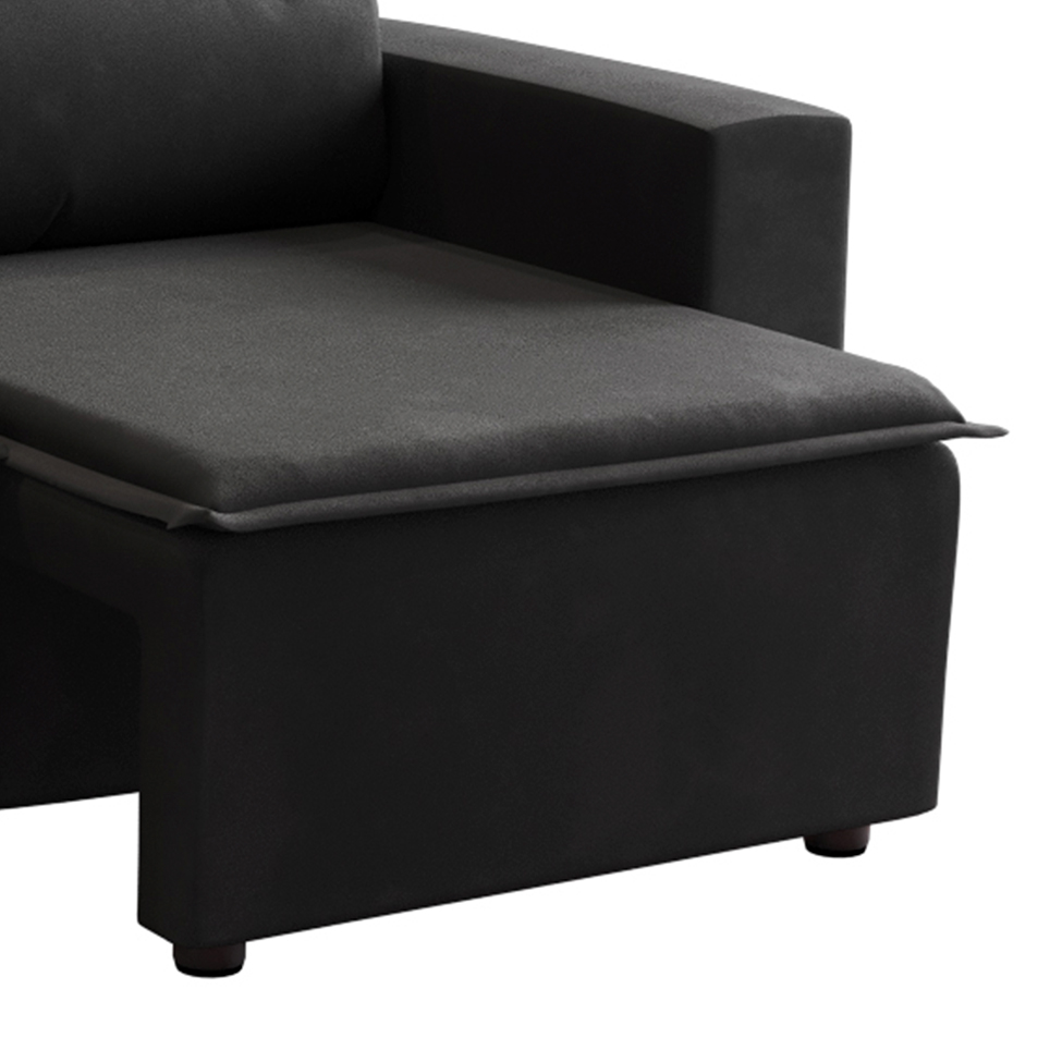 Sofá 3 Lugares Retrátil e Reclinável Hanôver I Suede Preto 210 cm