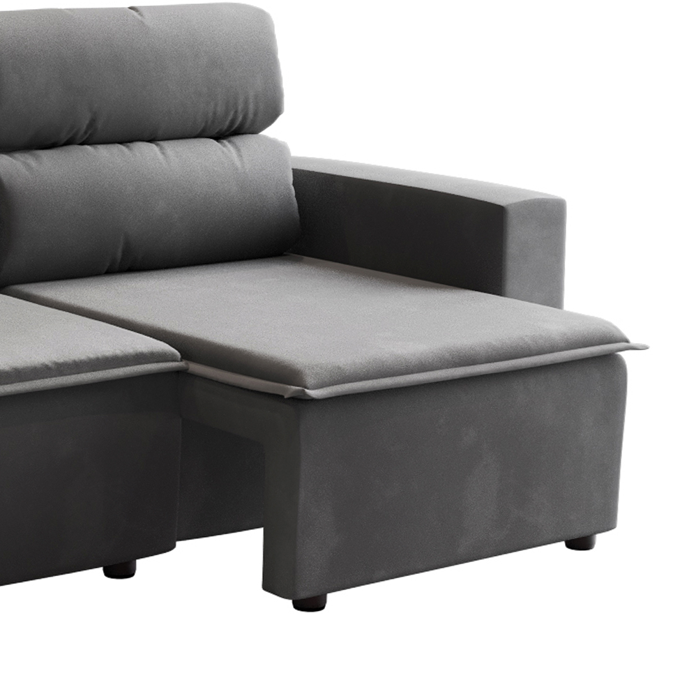Sofá 3 Lugares Retrátil e Reclinável Hanôver II Suede Grafite 210 cm