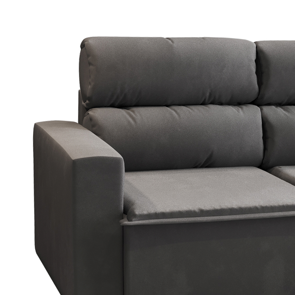 Sofá 3 Lugares Retrátil e Reclinável Hanôver II Suede Grafite 210 cm