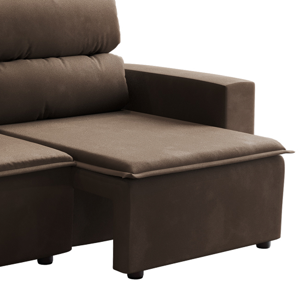 Sofá 3 Lugares Retrátil e Reclinável Hanôver II Suede Marrom 210 cm