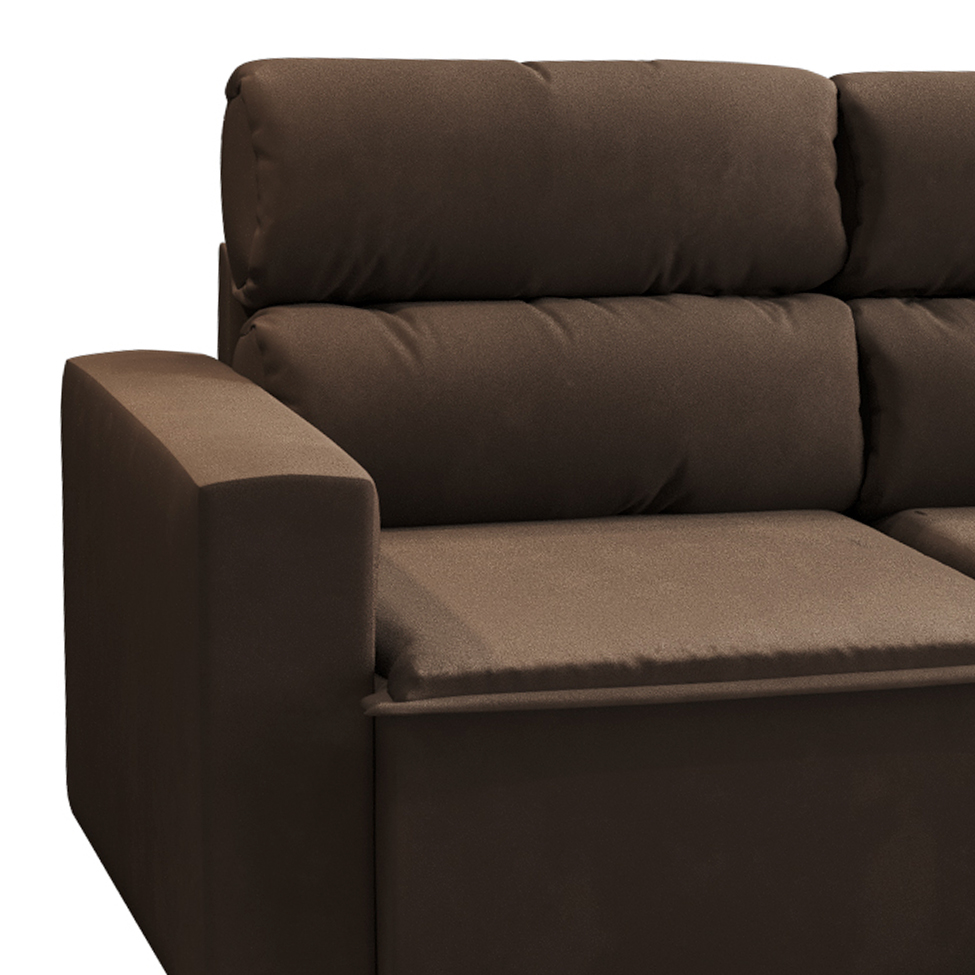 Sofá 3 Lugares Retrátil e Reclinável Hanôver II Suede Marrom 210 cm