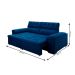Sofá 3 Lugares Retrátil e Reclinável Herzog Veludo Azul Marinho 220 cm