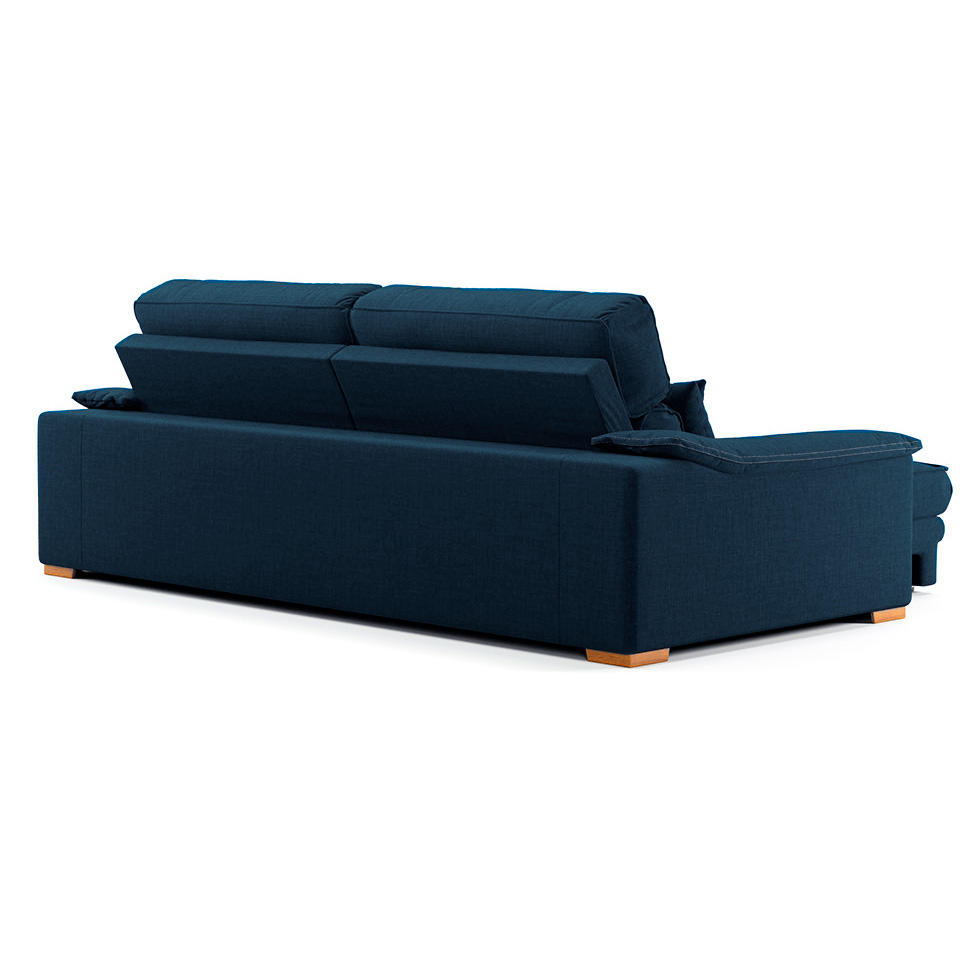Sofá 3 Lugares Retrátil e Reclinável Lupin Linho Azul Marinho 214 cm