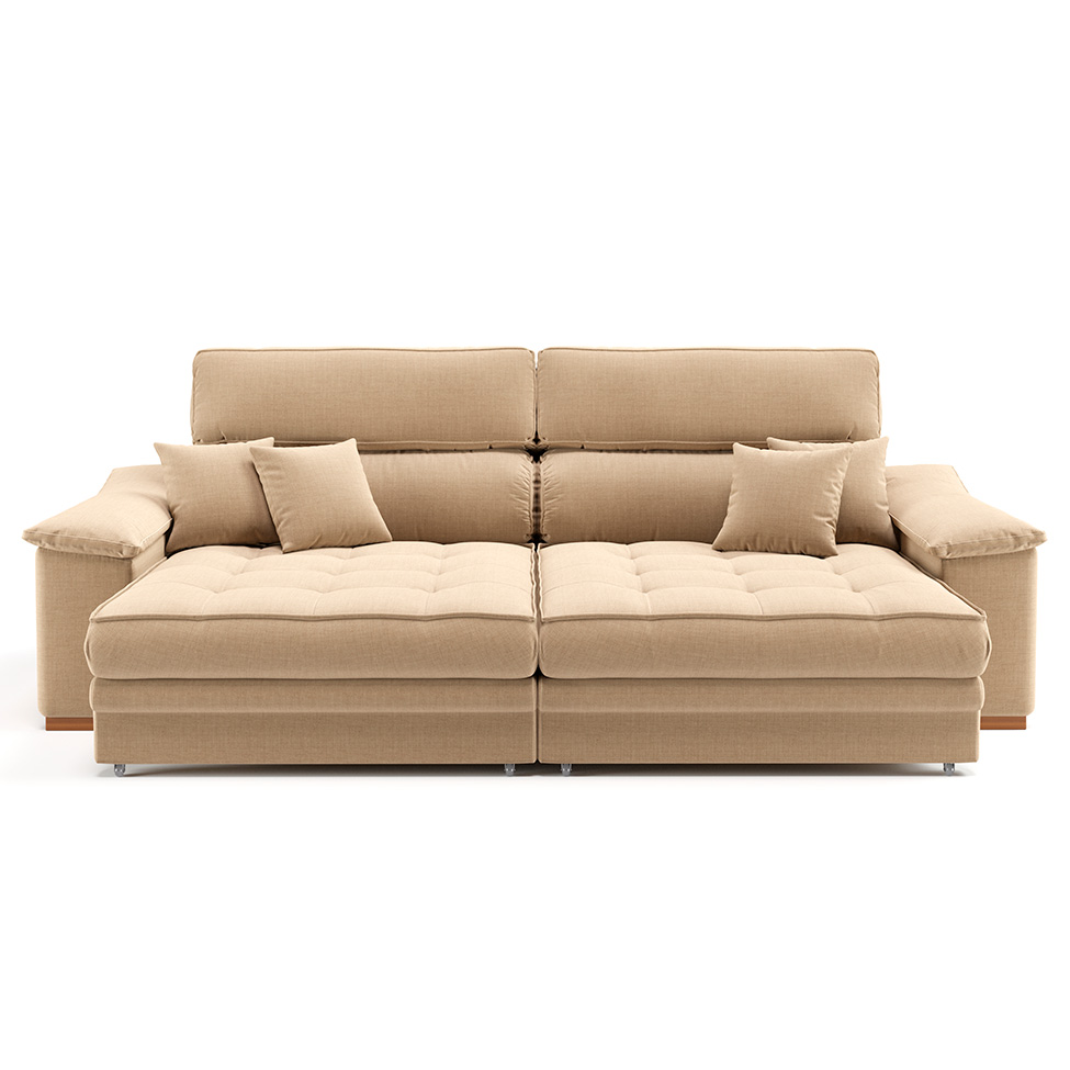 Sofá 3 Lugares Retrátil e Reclinável Lupin Linho Bege 214 cm