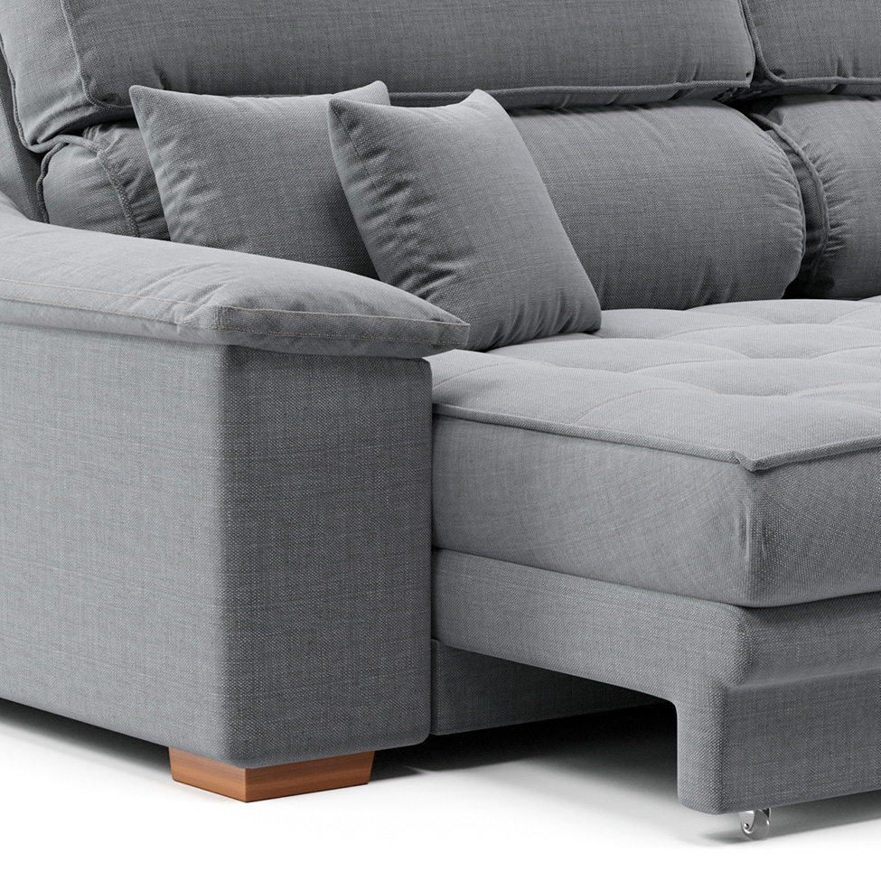 Sofá 3 Lugares Retrátil e Reclinável Lupin Linho Cinza 214 cm