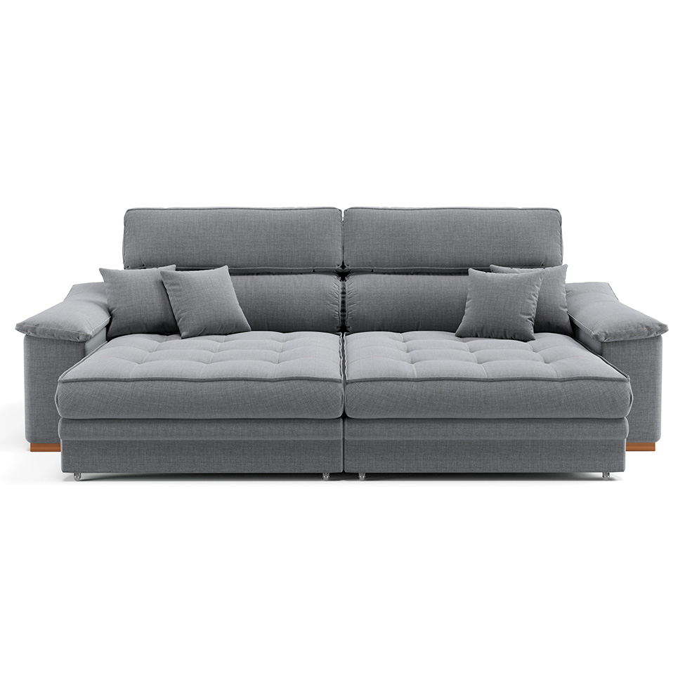 Sofá 3 Lugares Retrátil e Reclinável Lupin Linho Cinza 214 cm