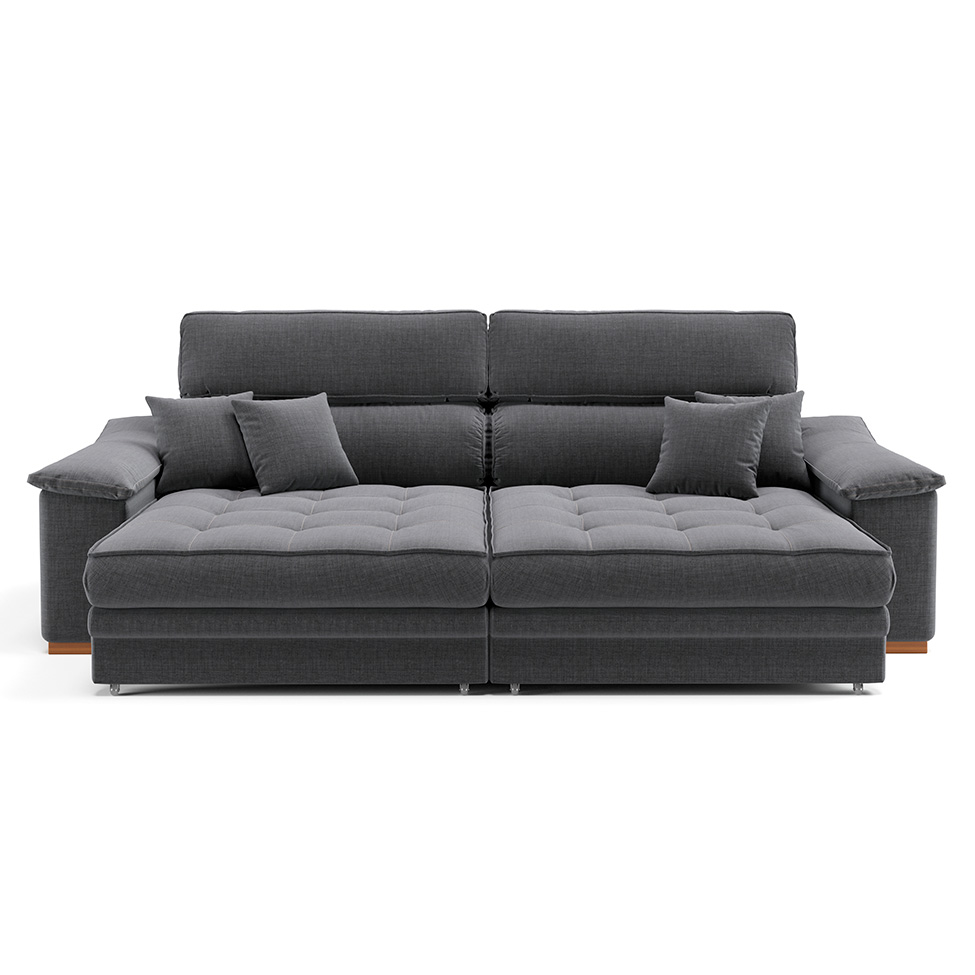 Sofá 3 Lugares Retrátil e Reclinável Lupin Linho Grafite 214 cm