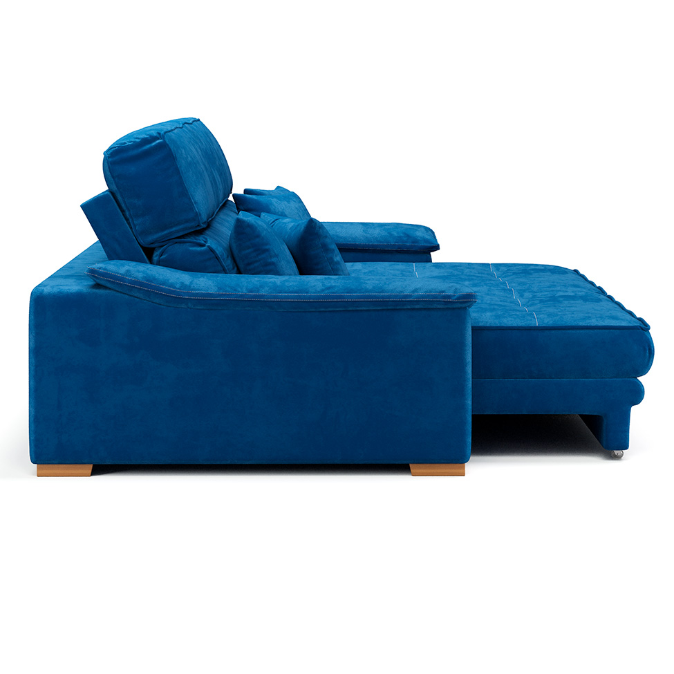 Sofá 3 Lugares Retrátil e Reclinável Lupin Velosuede Azul Marinho 214 cm