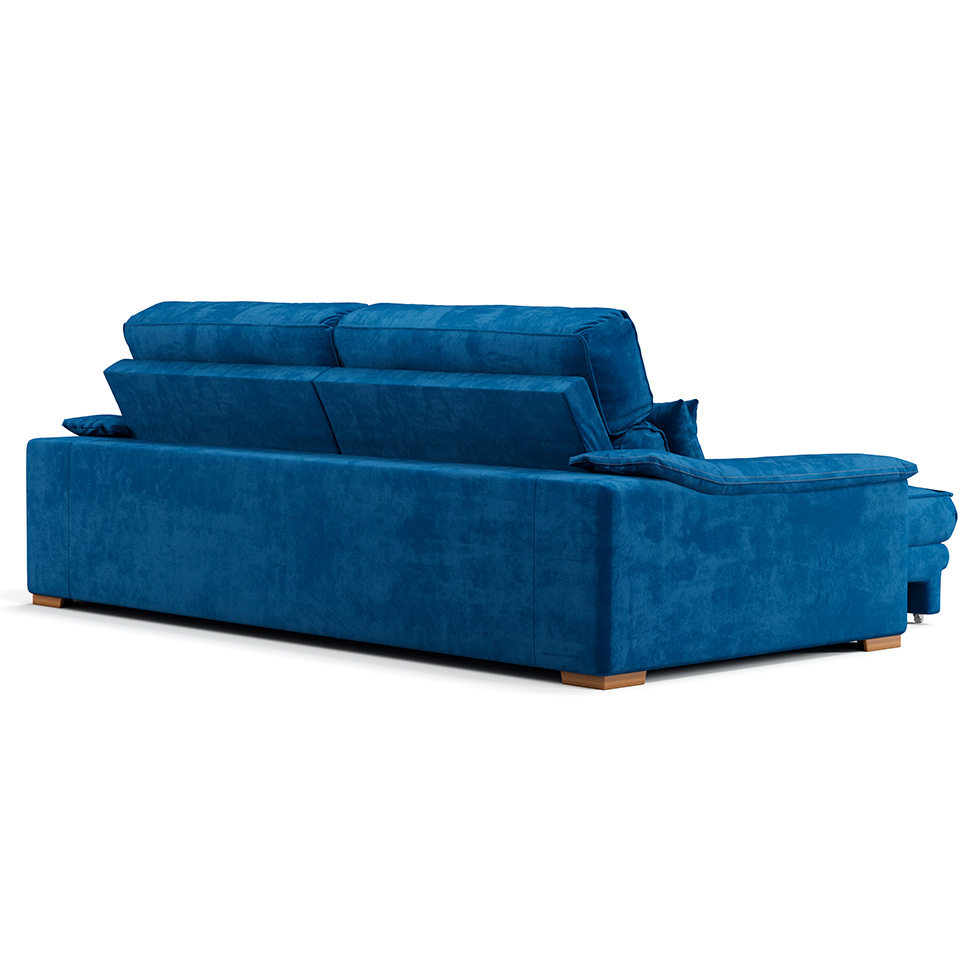 Sofá 3 Lugares Retrátil e Reclinável Lupin Velosuede Azul Marinho 214 cm