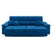 Sofá 3 Lugares Retrátil e Reclinável Lupin Velosuede Azul Marinho 214 cm