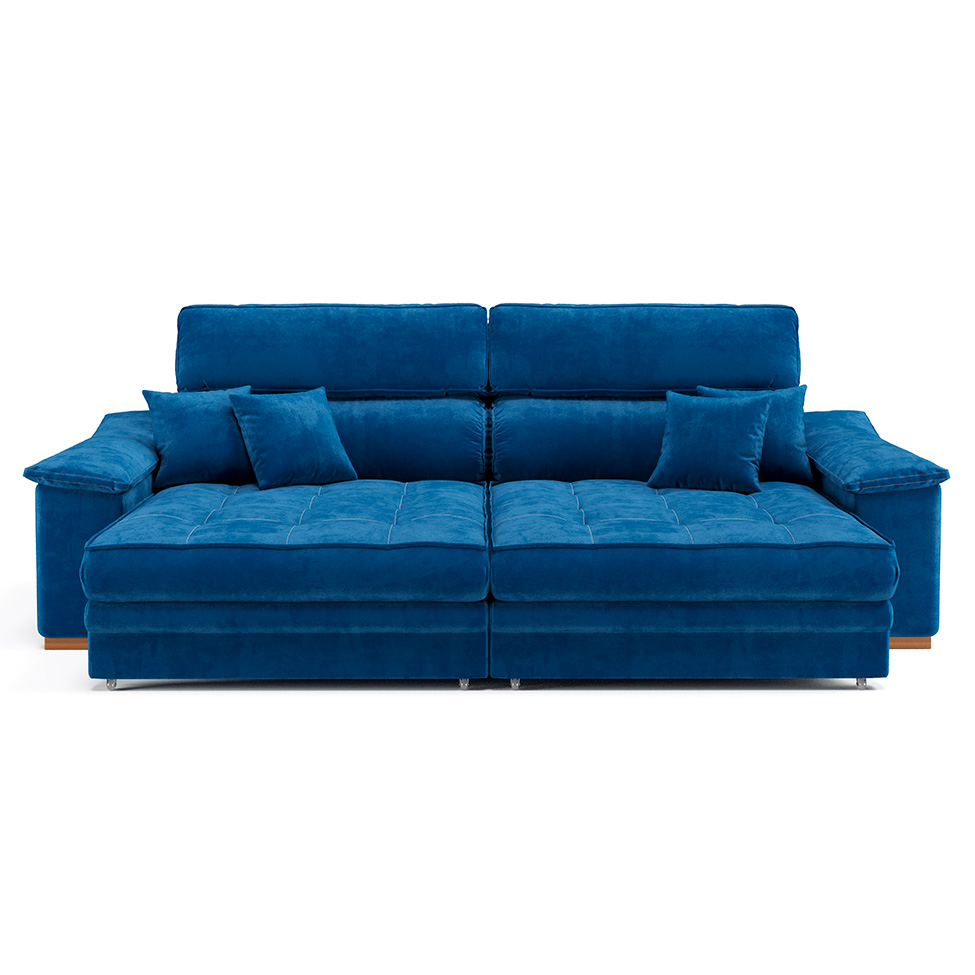 Sofá 3 Lugares Retrátil e Reclinável Lupin Velosuede Azul Marinho 214 cm