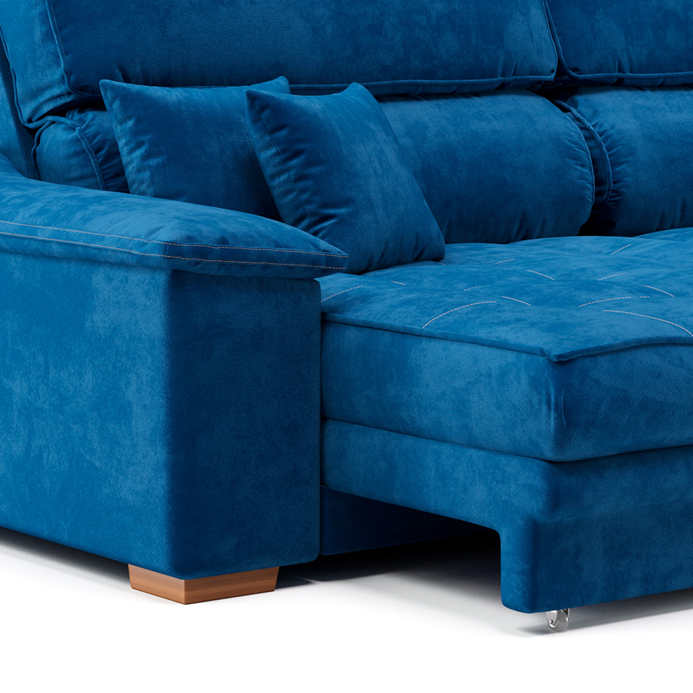 Sofá 3 Lugares Retrátil e Reclinável Lupin Velosuede Azul Marinho 214 cm