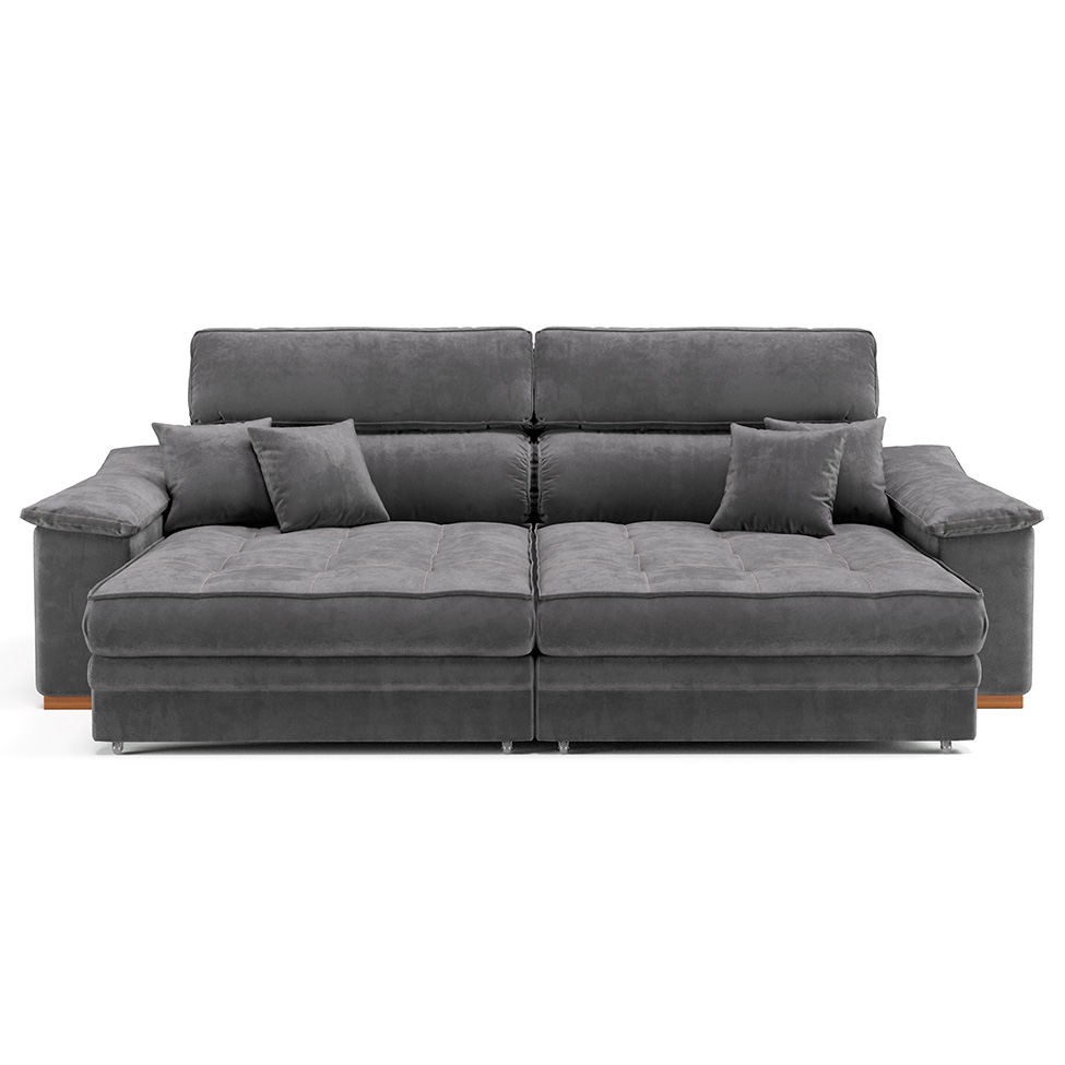 Sofá 3 Lugares Retrátil e Reclinável Lupin Velosuede Grafite 214 cm