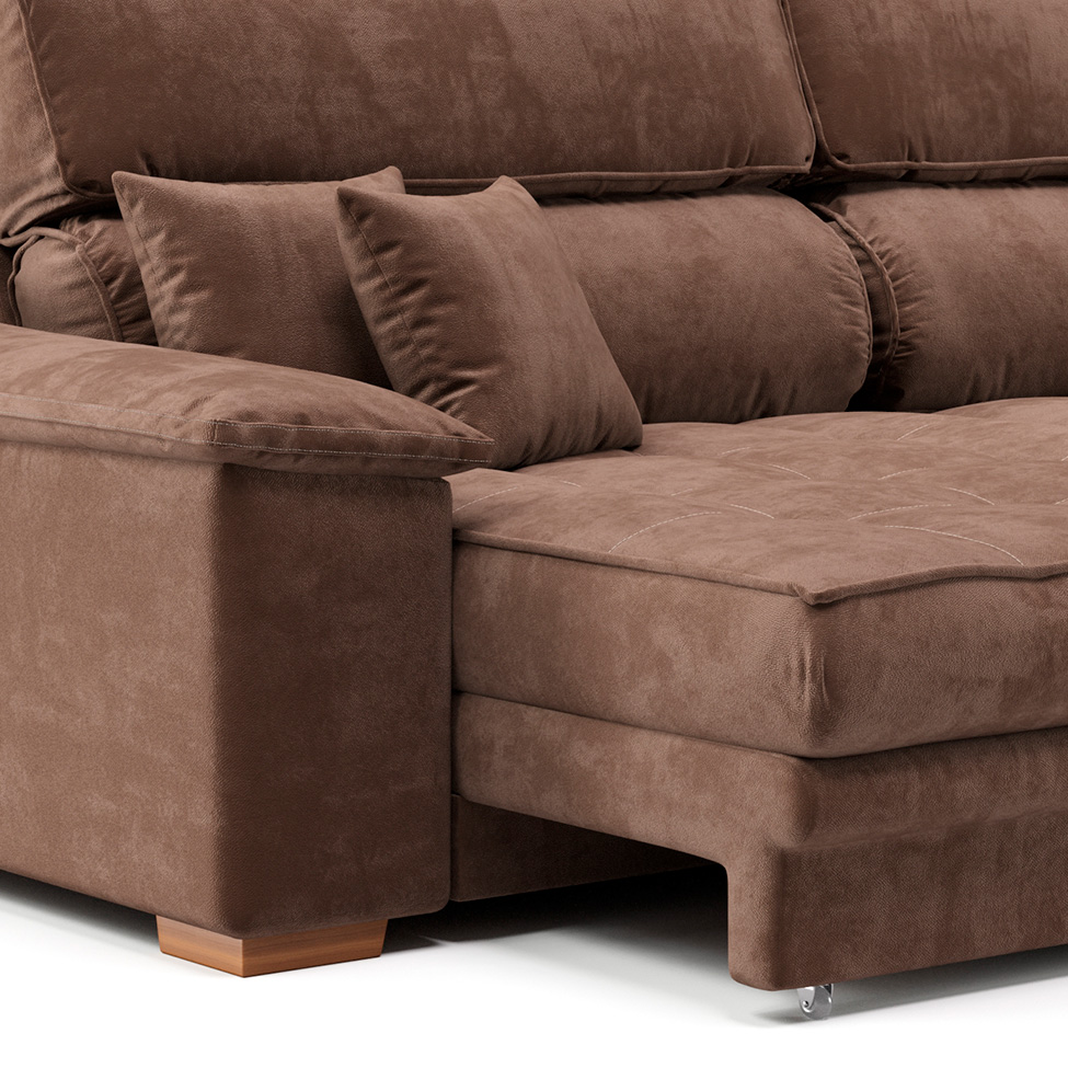 Sofá 3 Lugares Retrátil e Reclinável Lupin Velosuede Marrom 214 cm