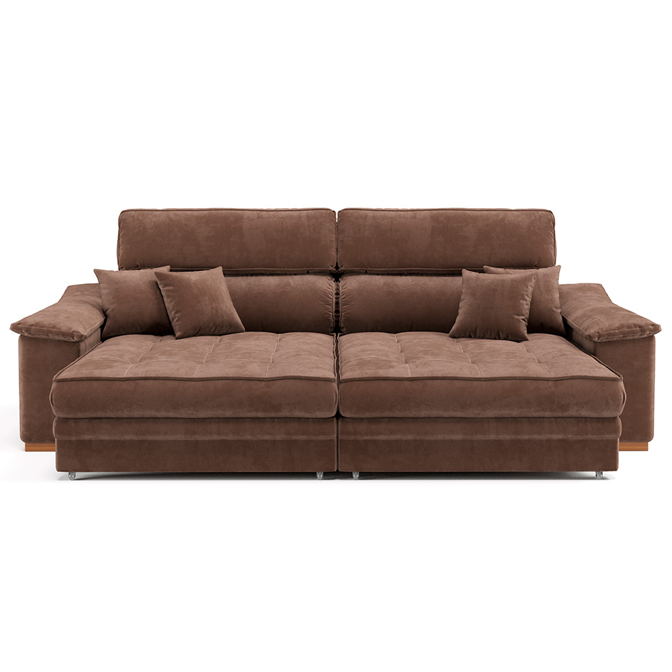 Sofá 3 Lugares Retrátil e Reclinável Lupin Velosuede Marrom 214 cm