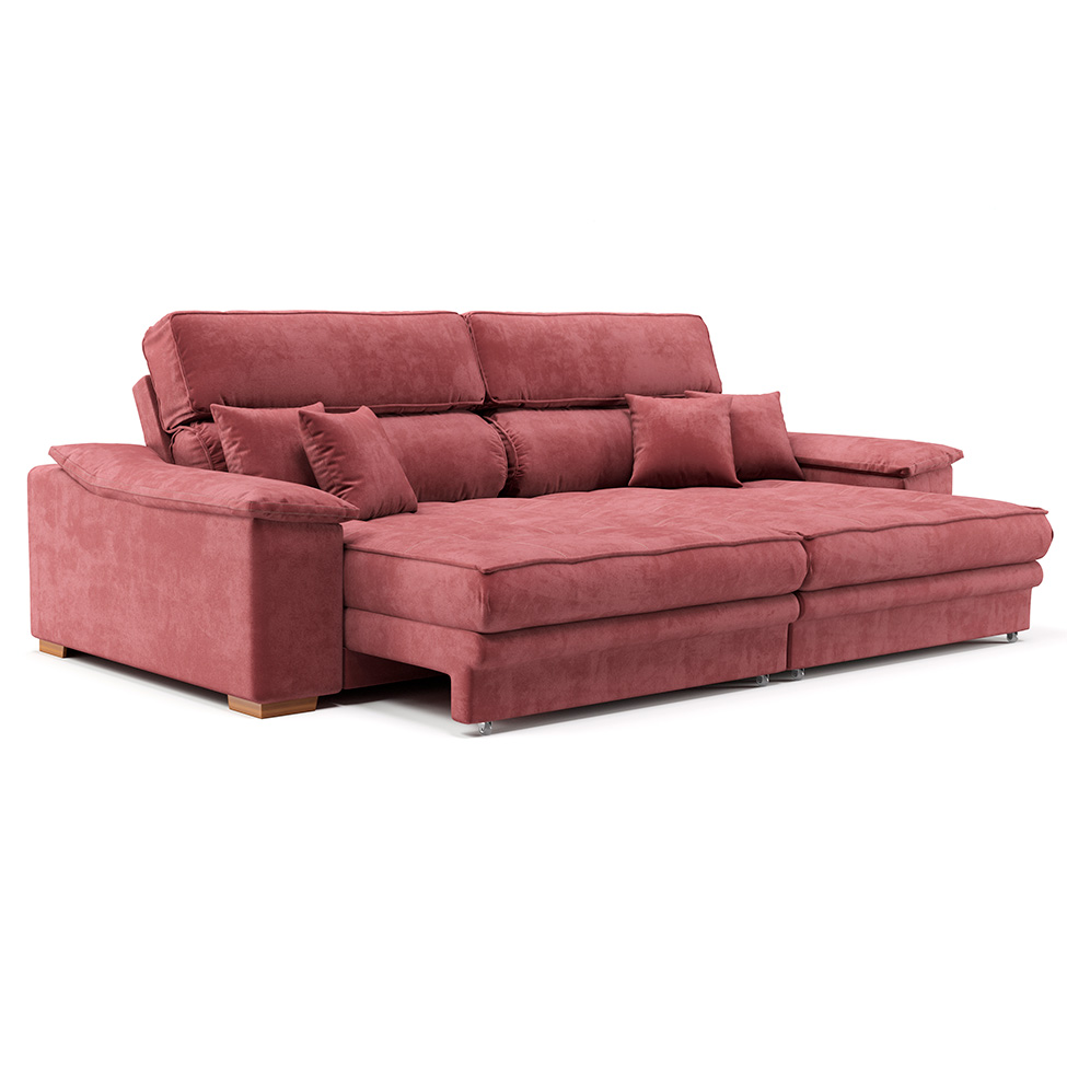 Sofá 3 Lugares Retrátil e Reclinável Lupin Velosuede Telha 214 cm