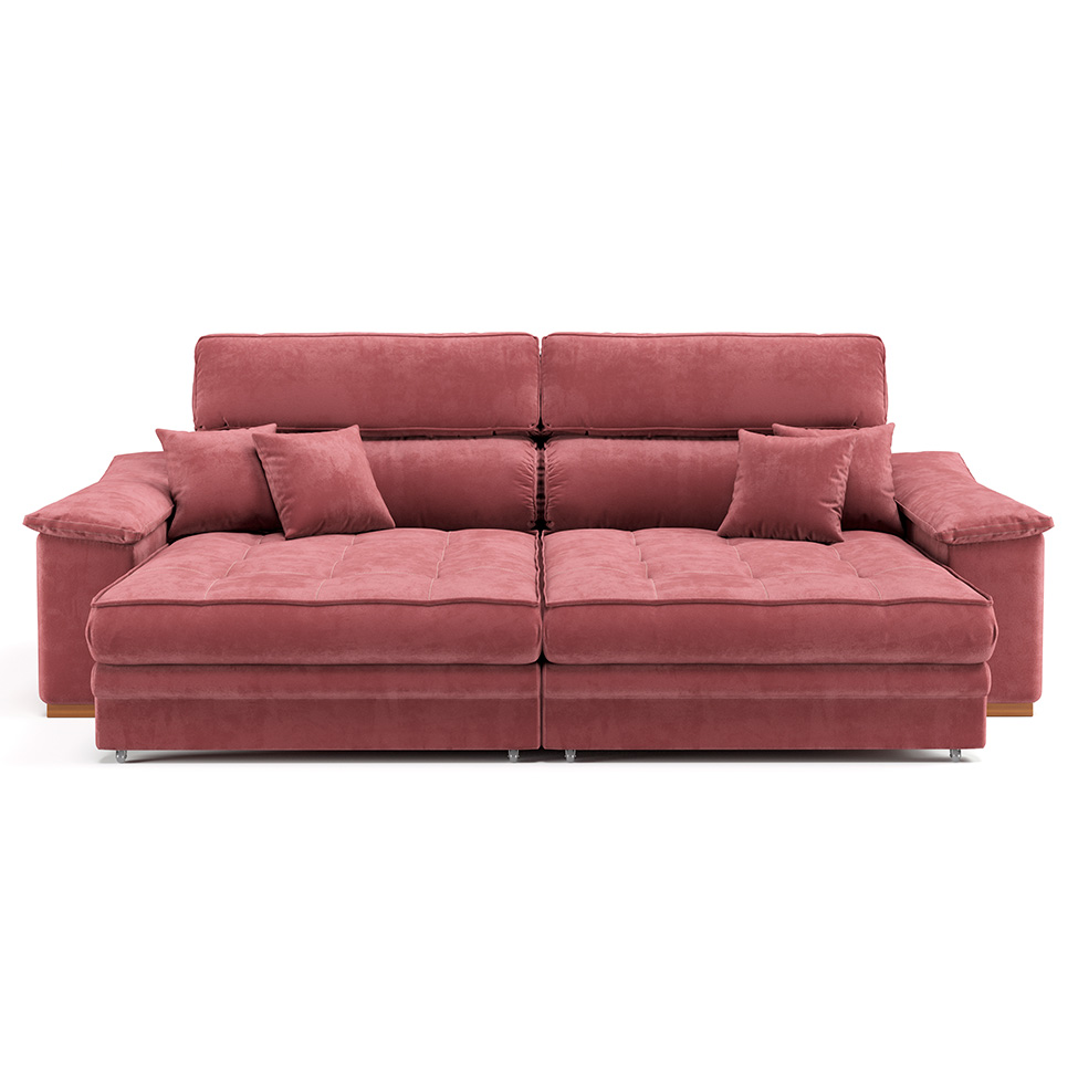 Sofá 3 Lugares Retrátil e Reclinável Lupin Velosuede Telha 214 cm