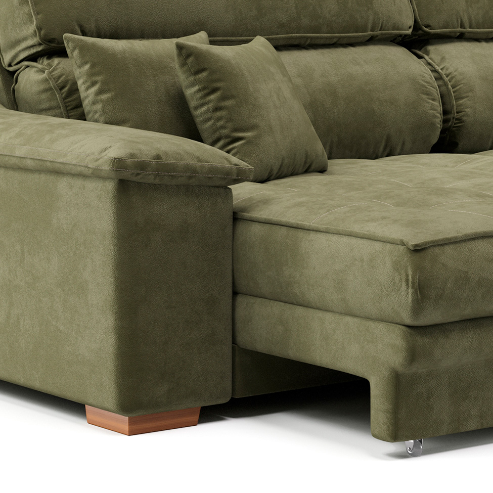 Sofá 3 Lugares Retrátil e Reclinável Lupin Velosuede Verde 214 cm
