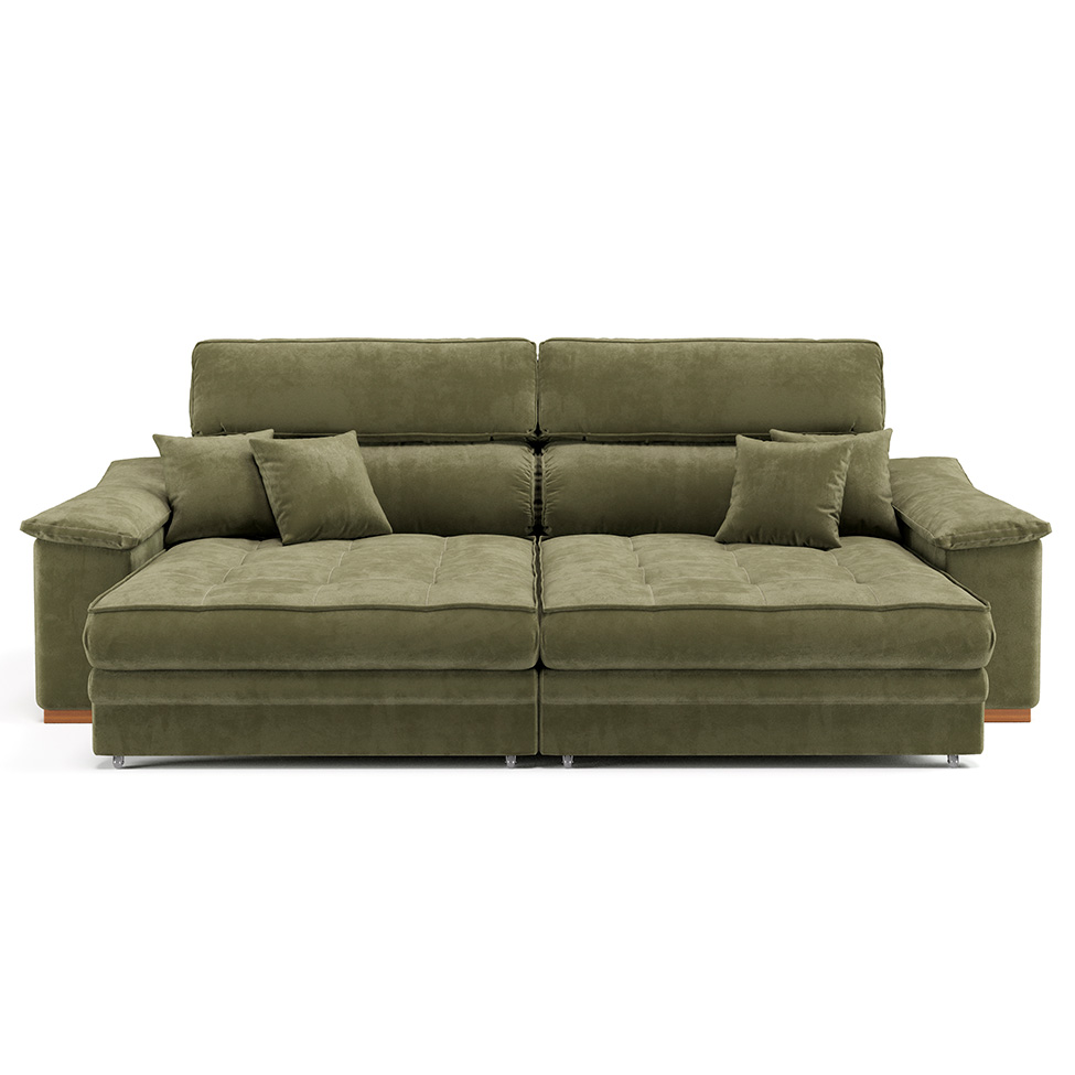 Sofá 3 Lugares Retrátil e Reclinável Lupin Velosuede Verde 214 cm